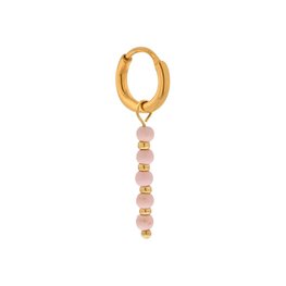 Oorbel per stuk LK413 pink dottie hoop goud - Label Kiki Oorbel per stuk LK413 pink dottie hoop goud - Label Kiki