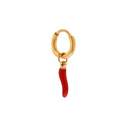 Oorbel per stuk LK415 spicy pepper hoop goud - Label Kiki Oorbel per stuk LK415 spicy pepper hoop goud - Label Kiki