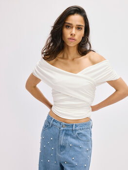 Offshoulder top Elma wit - Refined Department