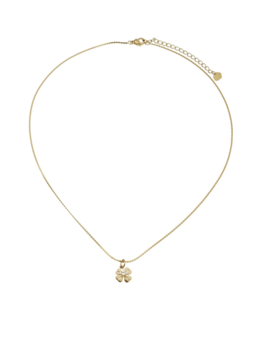 Ketting klein klavertjevier met een diamantje goud - Rose & Camellia Ketting klein klavertjevier met een diamantje goud - Rose & Camellia