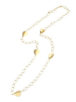 Lange ketting schakel hartjes goud - Rose & Camellia Lange ketting schakel hartjes goud - Rose & Camellia