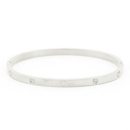 Bangle Hartje zirkonia smal Nowi zilver - Kalli