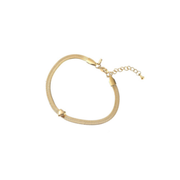 Armband TB56069-2 platte snake armband met hartje goud - ​​​​​​​Day&Eve Armband TB56069-2 platte snake armband met hartje goud - ​​​​​​​Day&Eve