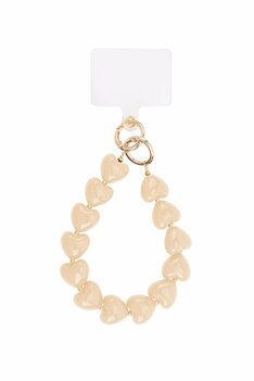 Telefoonkoord kort abrikoos kleurige hartjes