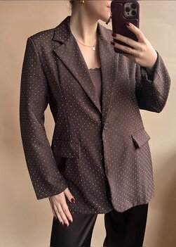 Blazer met steentjes donkerbruin