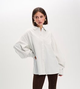 Blouse Gabby gestreept Bruin Wit - Refined Department