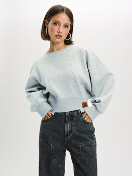 Trui/sweater oversized cropped Lovee grijs - Refined Department