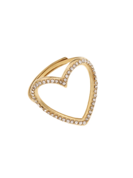 Ring glitter hart goud - Rose & Camellia
