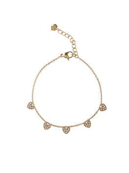 Armband hartjes met diamantjes goud - Rose & Camellia