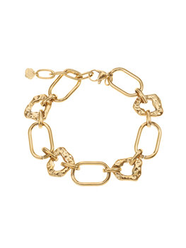 Armband schakel bewerkt en glad goud - Rose & Camellia