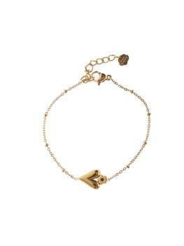 Armband hartje en bloemetje goud - Rose & Camellia