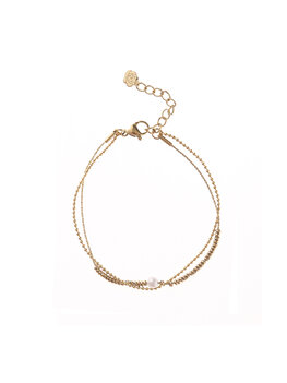 Armband dubbel parel goud - Rose & Camellia