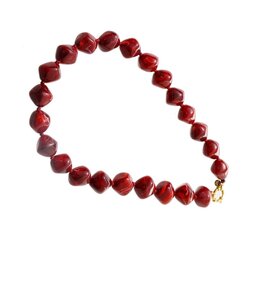 Ketting kralen met slot N56503-2 donkerrood/goud - ​​​​​​​Day&Eve